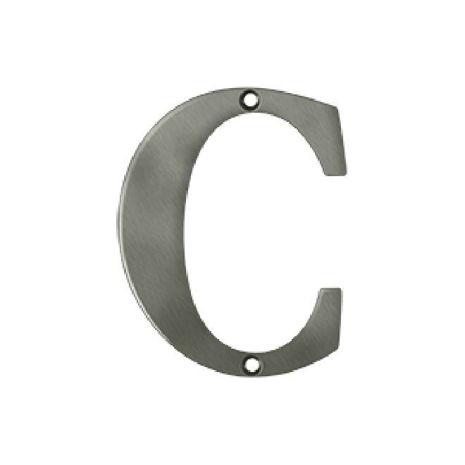 Deltana Solid Brass 4 Inch Residential Letter C - Antique Nickel