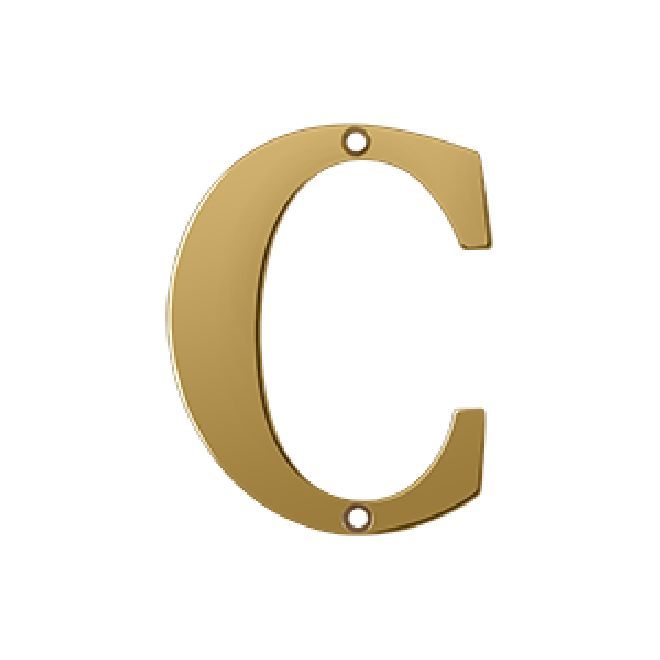 Deltana Solid Brass 4 Inch Residential Letter C - Polished Brass