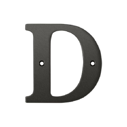 Deltana Solid Brass 4 Inch Residential Letter D - Oil Rubbed Bronze