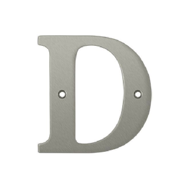 Deltana Solid Brass 4 Inch Residential Letter D - Satin Nickel