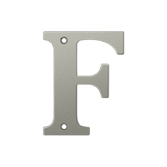 Deltana Solid Brass 4 Inch Residential Letter F - Brushed Nickel