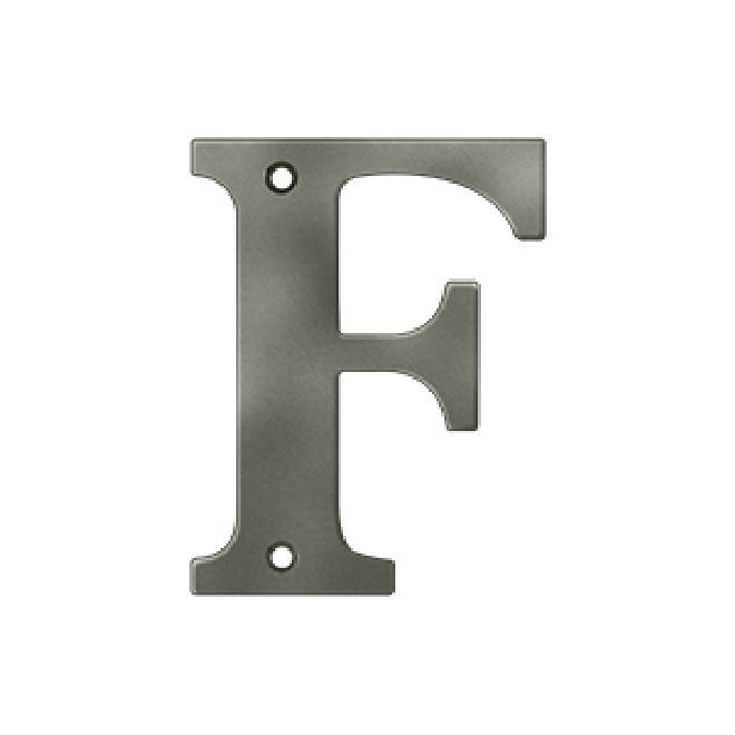 Deltana Solid Brass 4 Inch Residential Letter F - Antique Nickel