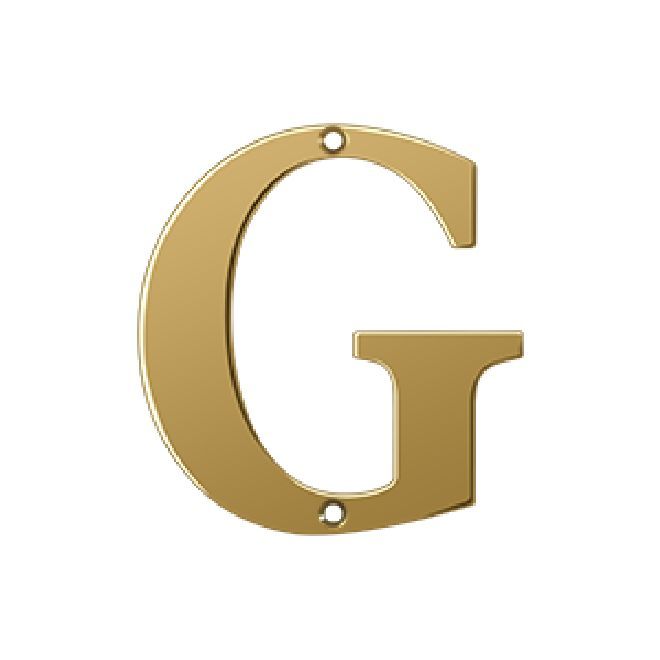 Deltana Solid Brass 4 Inch Residential Letter G - PVD LifeTime Brass