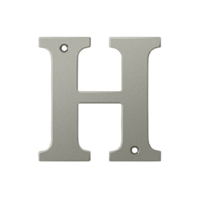 Deltana Solid Brass 4 Inch Residential Letter H - Brushed Nickel
