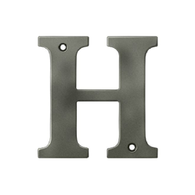 Deltana Solid Brass 4 Inch Residential Letter H - Antique Nickel