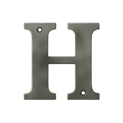 Deltana Solid Brass 4 Inch Residential Letter H - Antique Nickel
