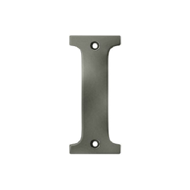 Deltana Solid Brass 4 Inch Residential Letter I - Antique Nickel