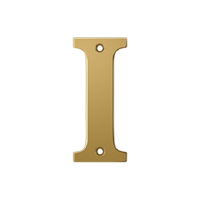 Deltana Solid Brass 4 Inch Residential Letter I - PVD Lifetime Brass