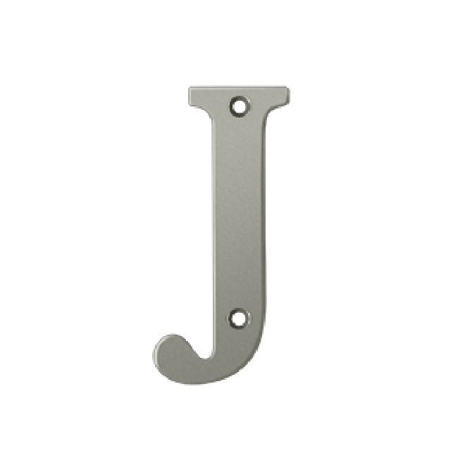 Deltana Solid Brass 4 Inch Residential Letter J - Brushed Nickel