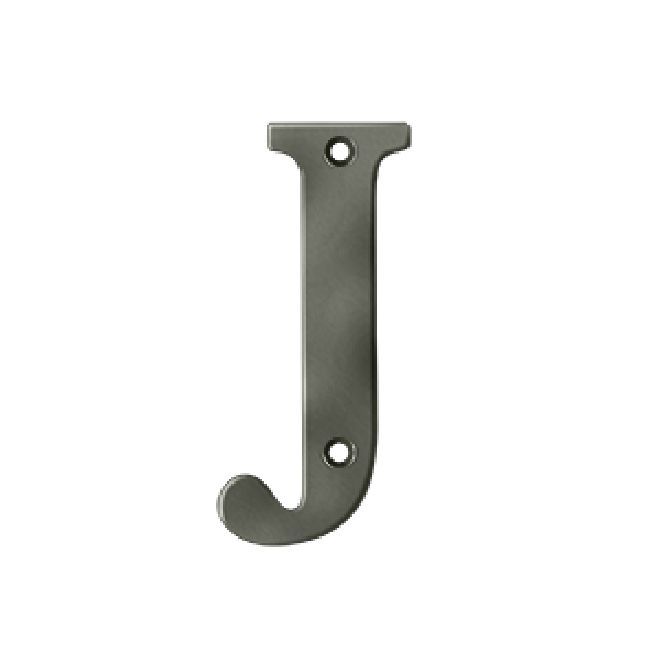 Deltana Solid Brass 4 Inch Residential Letter J - Antique Nickel