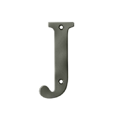 Deltana Solid Brass 4 Inch Residential Letter J - Antique Nickel