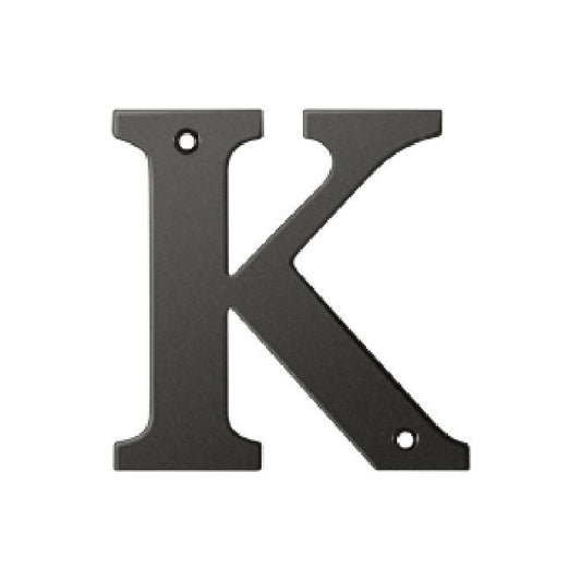 Deltana Solid Brass 4 Inch Residential Letter K - Oil Rubbed Bronze