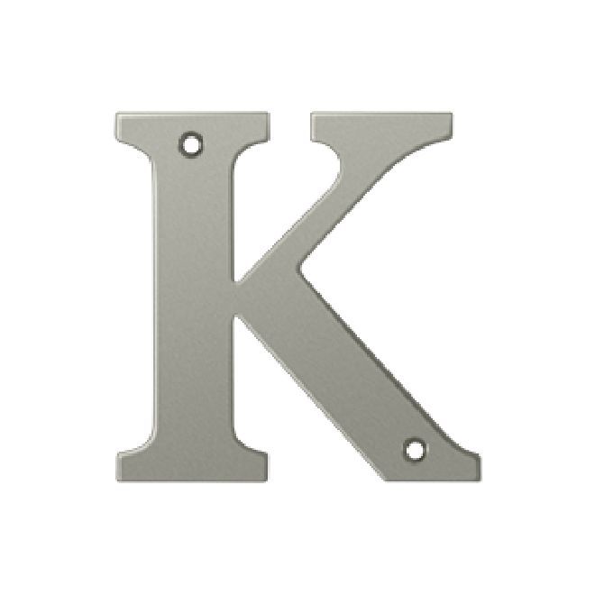 Deltana Solid Brass 4 Inch Residential Letter K - Brushed Nickel