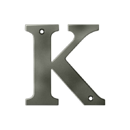 Deltana Solid Brass 4 Inch Residential Letter K - Antique Nickel