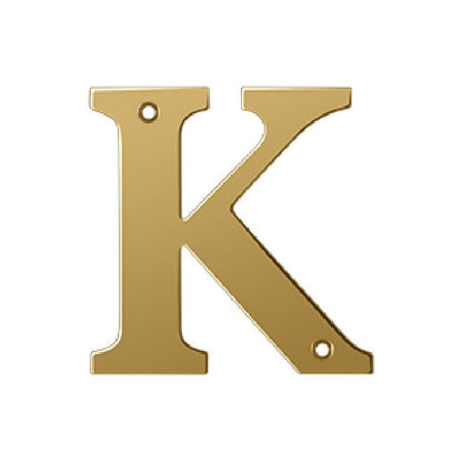 Deltana Solid Brass 4 Inch Residential Letter K - PVD Lifetime Brass