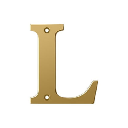 Deltana Solid Brass 4 Inch Residential Letter L - PVD Lifetime Brass