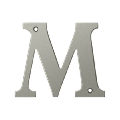 Deltana Solid Brass 4 Inch Residential Letter M - Brushed Nickel