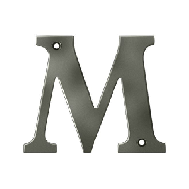 Deltana Solid Brass 4 Inch Residential Letter M - Antique Nickel