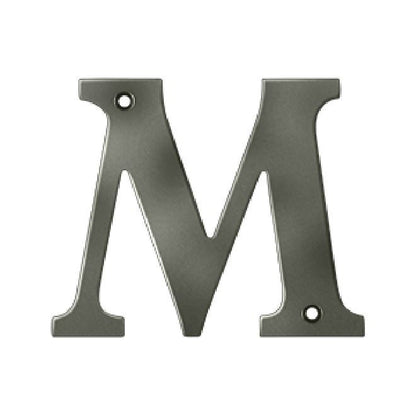 Deltana Solid Brass 4 Inch Residential Letter M - Antique Nickel