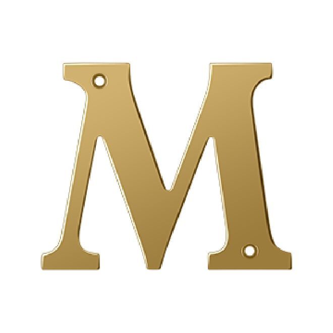 Deltana Solid Brass 4 Inch Residential Letter M - PVD Lifetime Brass