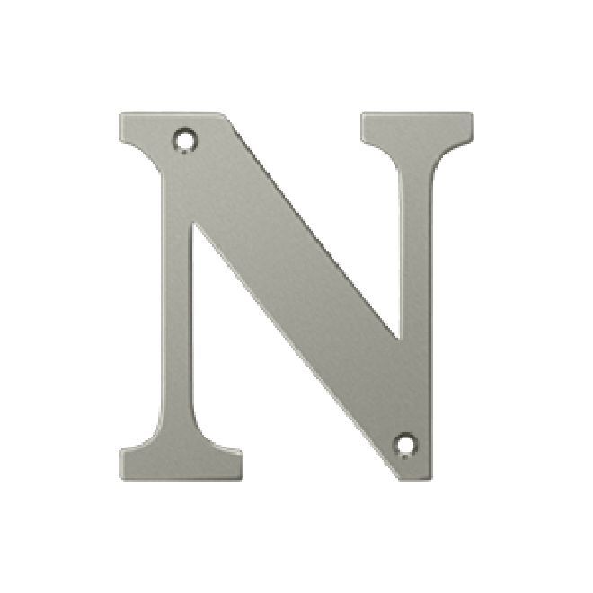Deltana Solid Brass 4 Inch Residential Letter N - Brushed Nickel