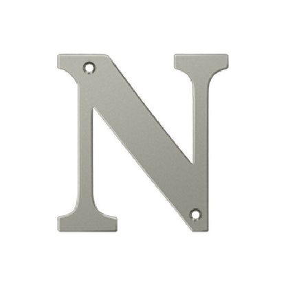 Deltana Solid Brass 4 Inch Residential Letter N - Brushed Nickel