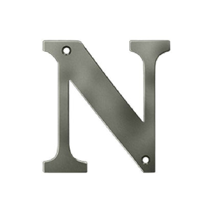 Deltana Solid Brass 4 Inch Residential Letter N - Antique Nickel