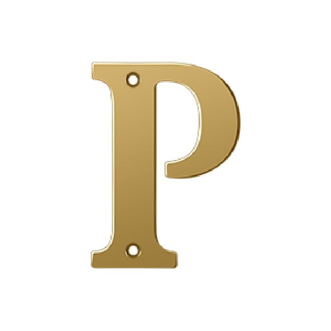 Deltana Solid Brass 4 Inch Residential Letter P - PVD Lifetime Brass