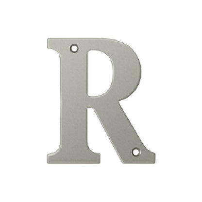 Deltana Solid Brass 4 Inch Residential Letter R - Brushed Nickel