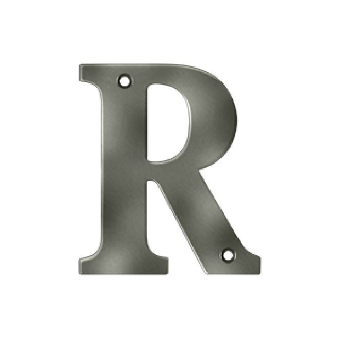 Deltana Solid Brass 4 Inch Residential Letter R - Antique Nickel