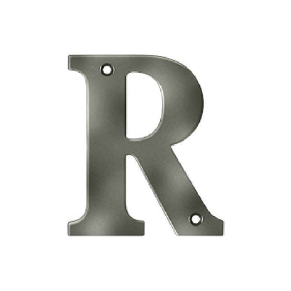 Deltana Solid Brass 4 Inch Residential Letter R - Antique Nickel
