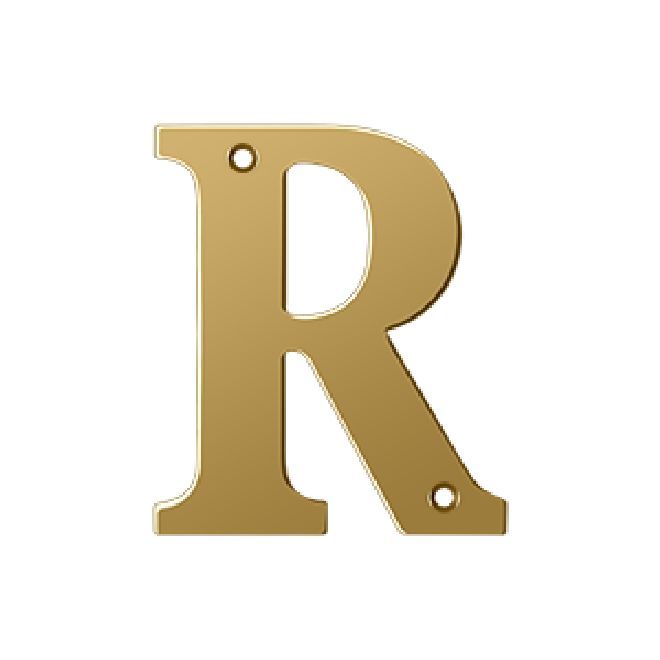 Deltana Solid Brass 4 Inch Residential Letter R - PVD Lifetime Brass