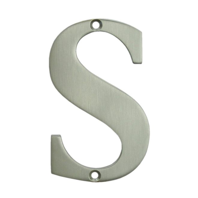 Deltana Solid Brass 4 Inch Residential Letter S - Brushed Nickel