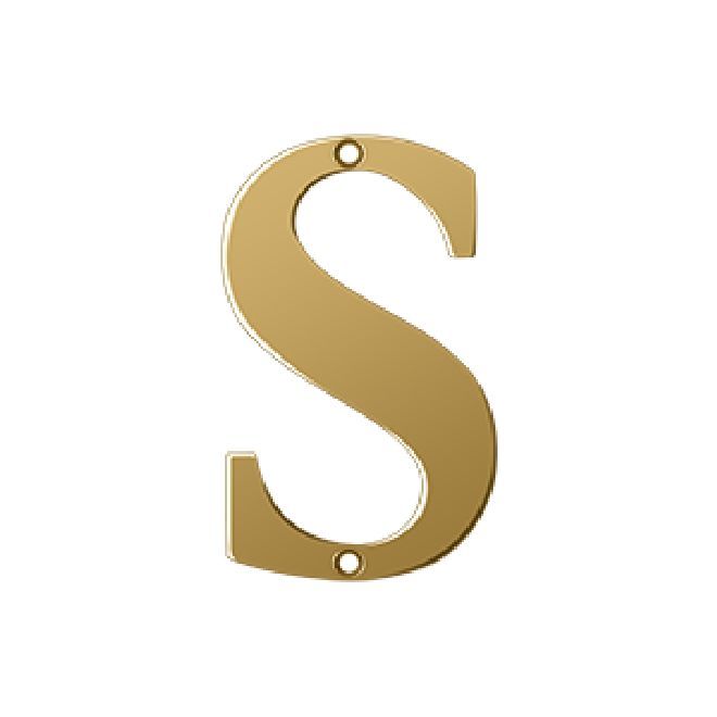 Deltana Solid Brass 4 Inch Residential Letter S -  PVD Lifetime Brass