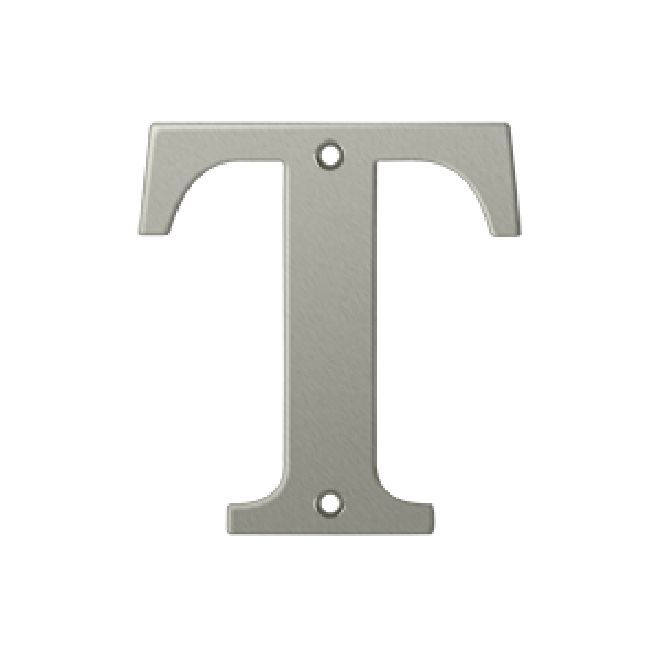 Deltana Solid Brass 4 Inch Residential Letter T - Brushed Nickel
