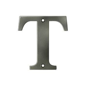 Deltana Solid Brass 4 Inch Residential Letter T - Antique Nickel