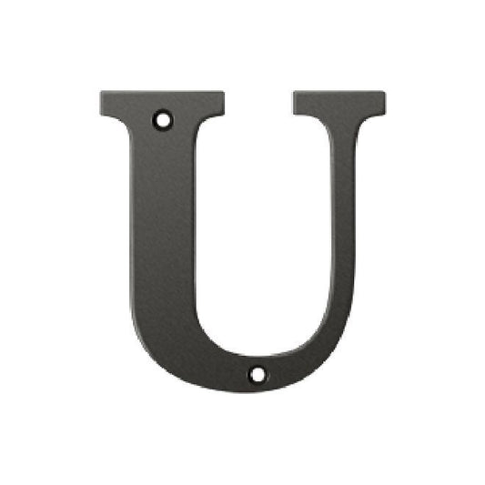 Deltana Solid Brass 4 Inch Residential Letter U - Oil Rubbed Bronze