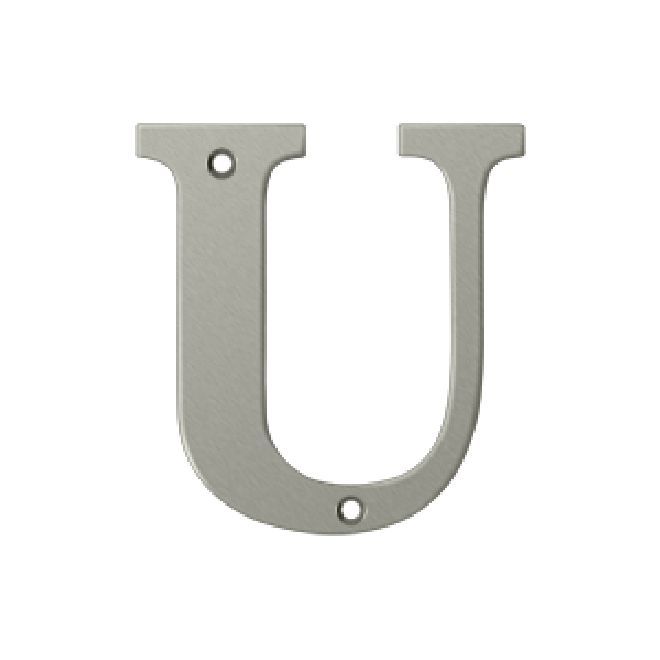 Deltana Solid Brass 4 Inch Residential Letter U - Brushed Nickel