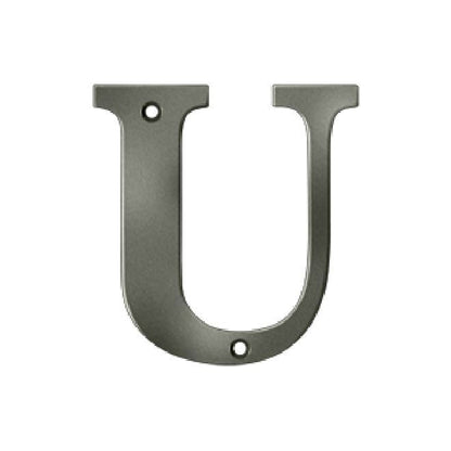 Deltana Solid Brass 4 Inch Residential Letter U - Antique Nickel