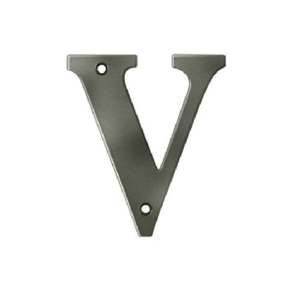 Deltana Solid Brass 4 Inch Residential Letter V - Antique Nickel