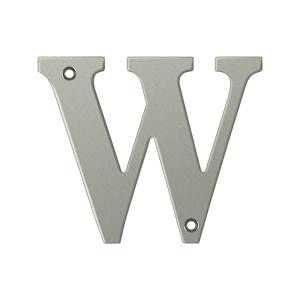 Deltana Solid Brass 4 Inch Residential Letter W - Stain Nickel