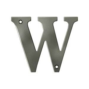 Deltana Solid Brass 4 Inch Residential Letter W - Antique Nickel