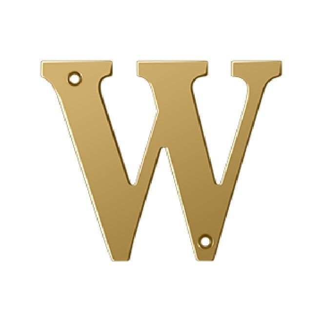 Deltana Solid Brass 4 Inch Residential Letter W - PVD Lifetime Brass