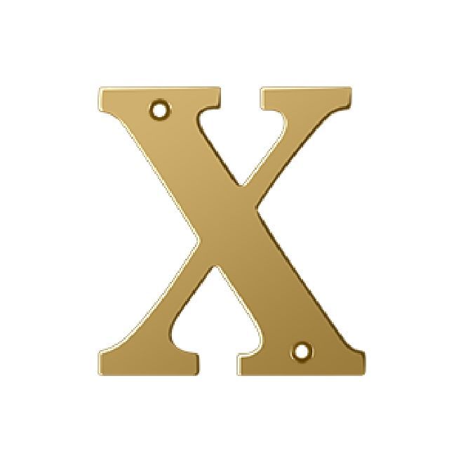 Deltana Solid Brass 4 Inch Residential Letter X - PVD Lifetime Brass