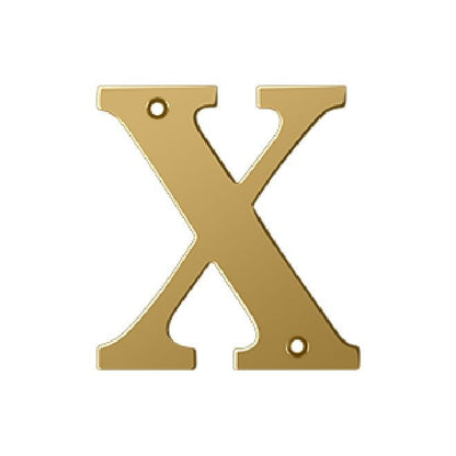 Deltana Solid Brass 4 Inch Residential Letter X - PVD Lifetime Brass
