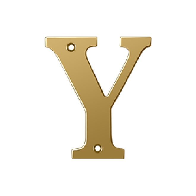 Deltana Solid Brass 4 Inch Residential Letter Y - PVD Lifetime Brass