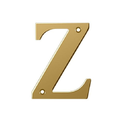 Deltana Solid Brass 4 Inch Residential Letter Z - PVD Lifetime Brass