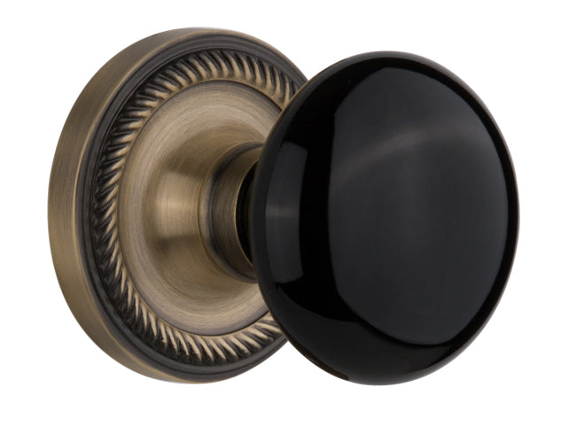 Nostalgic Warehouse Rope Rosette with Black Porcelain Knob
