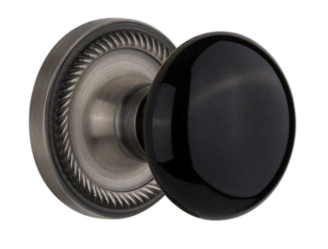 Nostalgic Warehouse Rope Rosette with Black Porcelain Knob