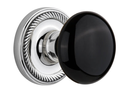 Nostalgic Warehouse Rope Rosette with Black Porcelain Knob